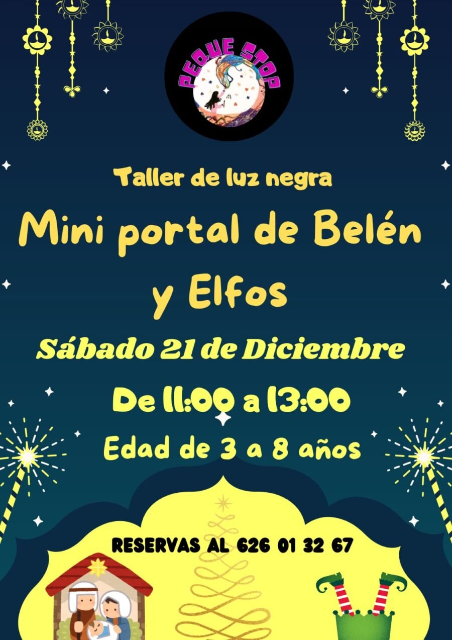 Taller de luz negra mini portal de Belén y elfos