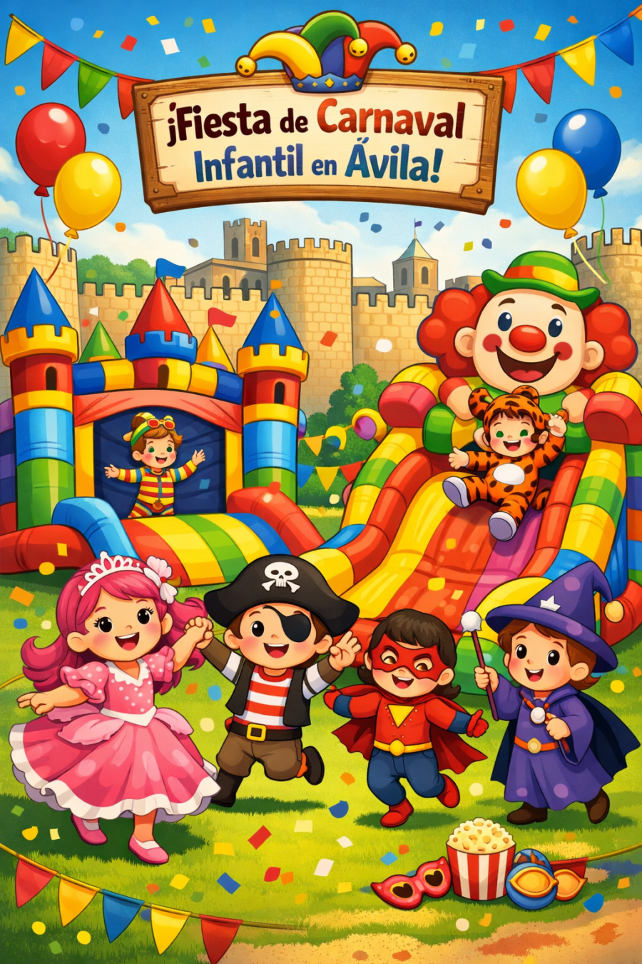 Fiesta de Carnaval con castillos hinchables