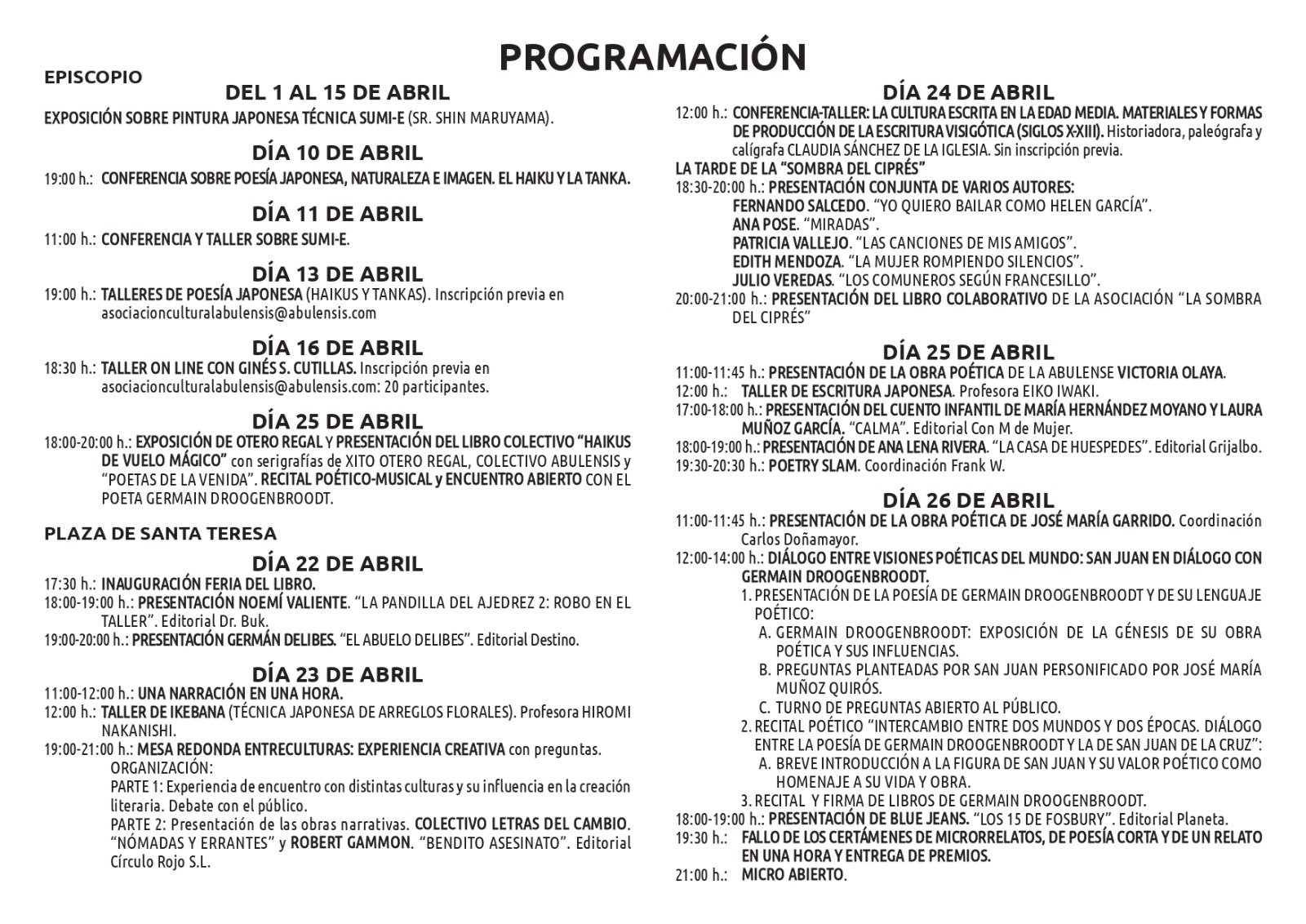 Feria del Libro 2026 de Ávila