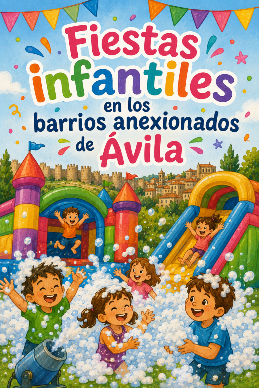 Hinchables y fiestas de la espuma en los barrrios anexionados de Ávila